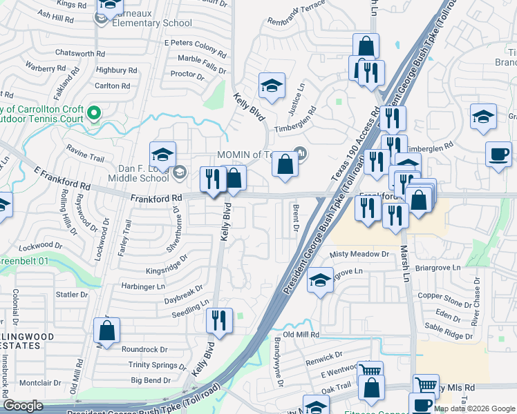 map of restaurants, bars, coffee shops, grocery stores, and more near 3327 Renaissance Drive in Dallas