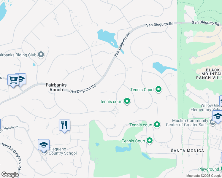 map of restaurants, bars, coffee shops, grocery stores, and more near 16772 Camino Sierra Del Sur in Del Mar