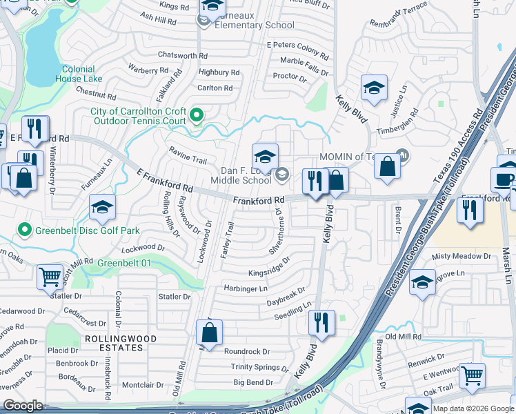 map of restaurants, bars, coffee shops, grocery stores, and more near in Dallas