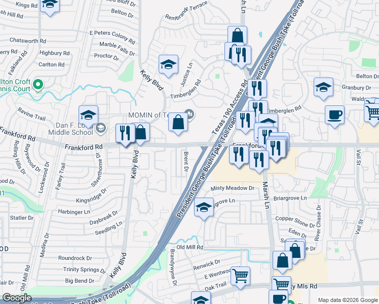 map of restaurants, bars, coffee shops, grocery stores, and more near in Dallas