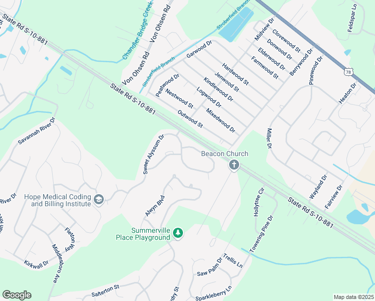 map of restaurants, bars, coffee shops, grocery stores, and more near 298 Sweet Alyssum Drive in Ladson