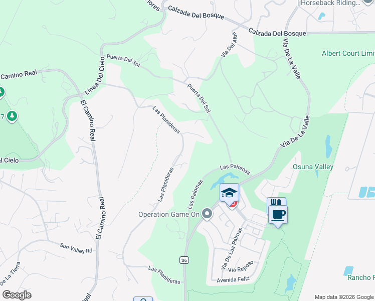 map of restaurants, bars, coffee shops, grocery stores, and more near 15615 Las Planideras in Rancho Santa Fe
