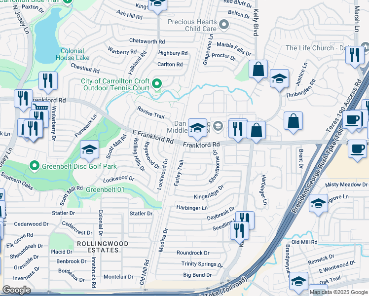 map of restaurants, bars, coffee shops, grocery stores, and more near in Dallas