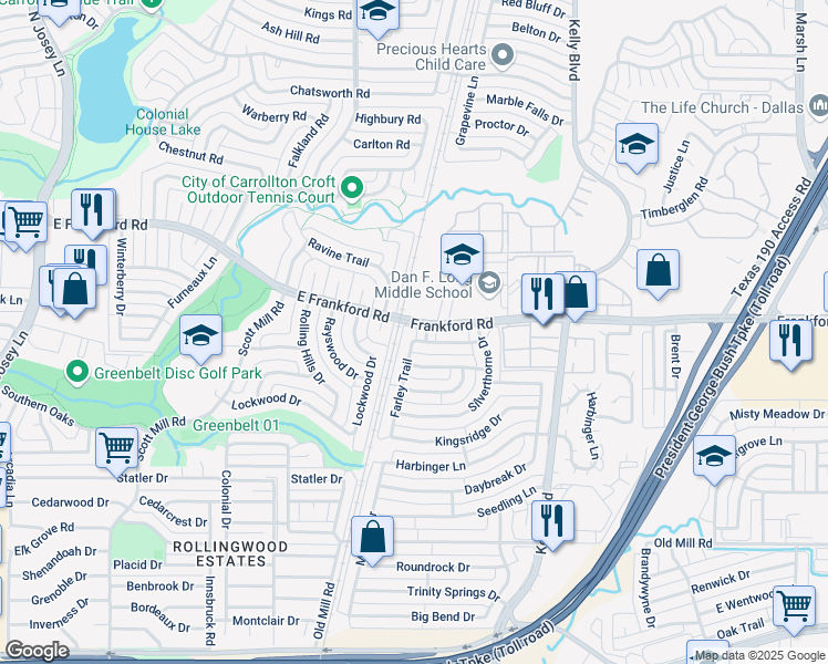 map of restaurants, bars, coffee shops, grocery stores, and more near in Dallas