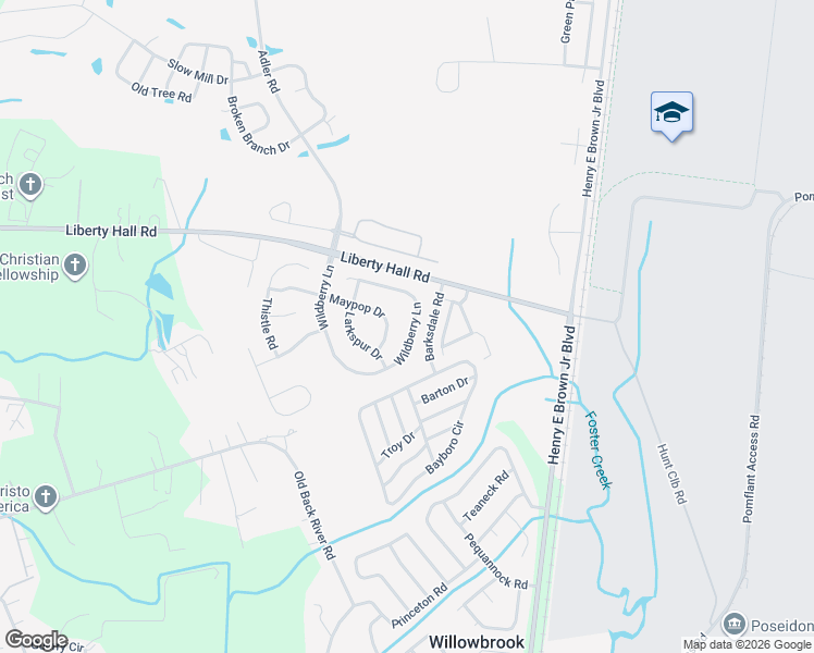map of restaurants, bars, coffee shops, grocery stores, and more near 159 Wildberry Lane in Goose Creek