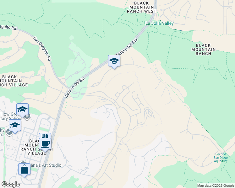 map of restaurants, bars, coffee shops, grocery stores, and more near 8126 Santaluz Village Green North in San Diego