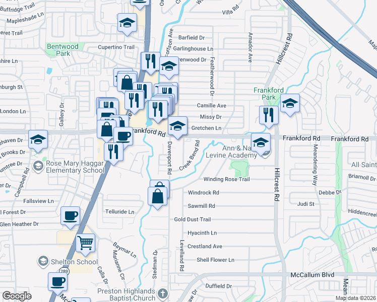 map of restaurants, bars, coffee shops, grocery stores, and more near in Dallas