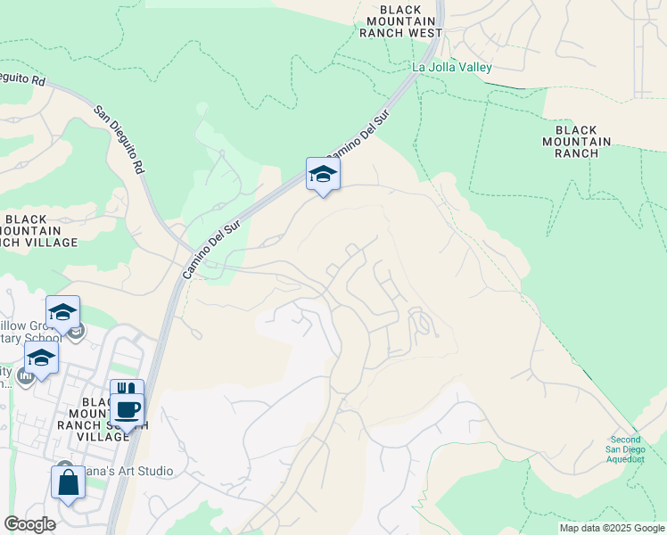 map of restaurants, bars, coffee shops, grocery stores, and more near 8126 Santaluz Village Green North in San Diego
