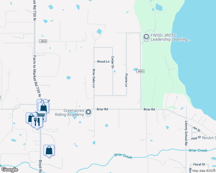 map of restaurants, bars, coffee shops, grocery stores, and more near 376 Cedar Drive in Azle