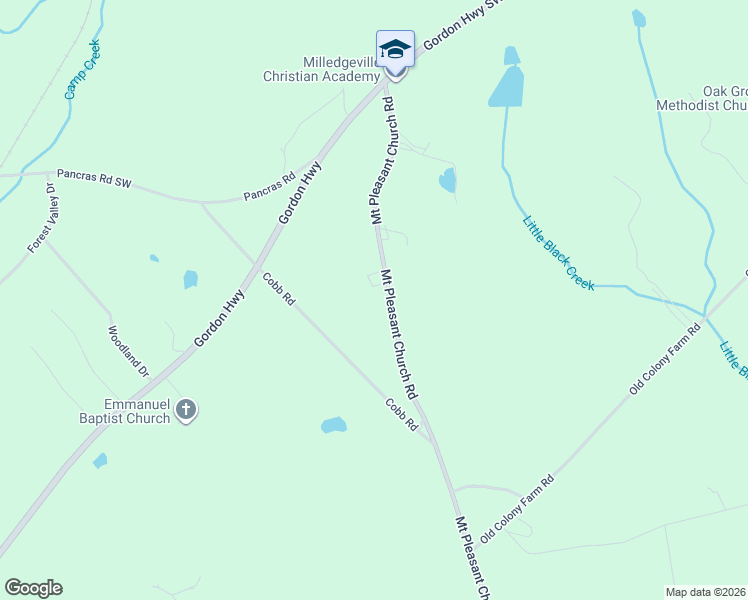 map of restaurants, bars, coffee shops, grocery stores, and more near 155 Mount Pleasant Church Road in Gordon