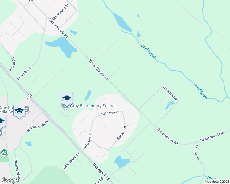 map of restaurants, bars, coffee shops, grocery stores, and more near 364 Turner Woods Road in Gray