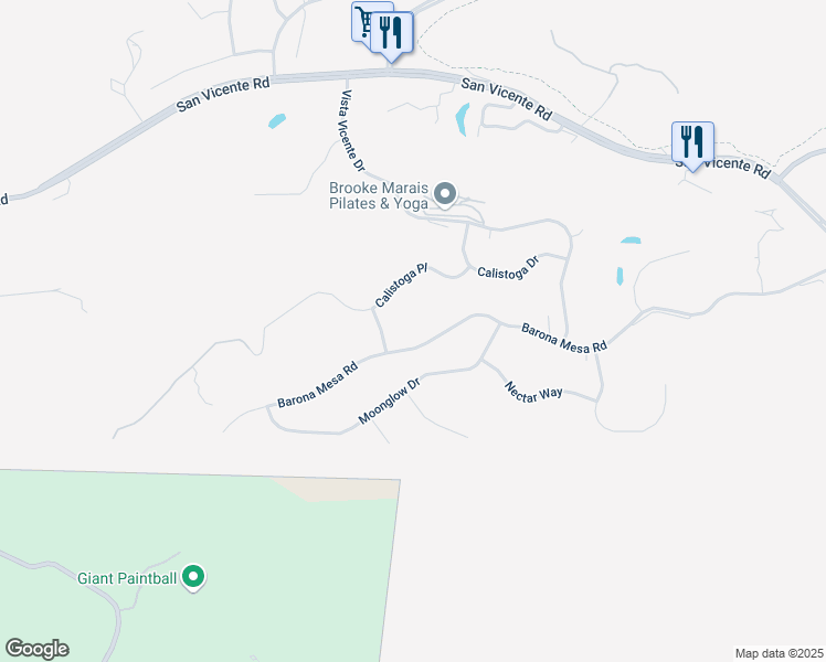 map of restaurants, bars, coffee shops, grocery stores, and more near 23626 Barona Mesa Road in Ramona