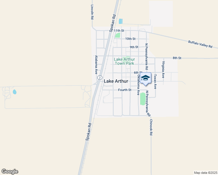 map of restaurants, bars, coffee shops, grocery stores, and more near 239-291 Kansas Avenue in Lake Arthur