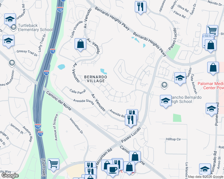 map of restaurants, bars, coffee shops, grocery stores, and more near 11809 Caminito Corriente in San Diego
