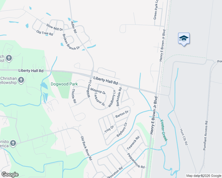 map of restaurants, bars, coffee shops, grocery stores, and more near 231 Maypop Drive in Goose Creek