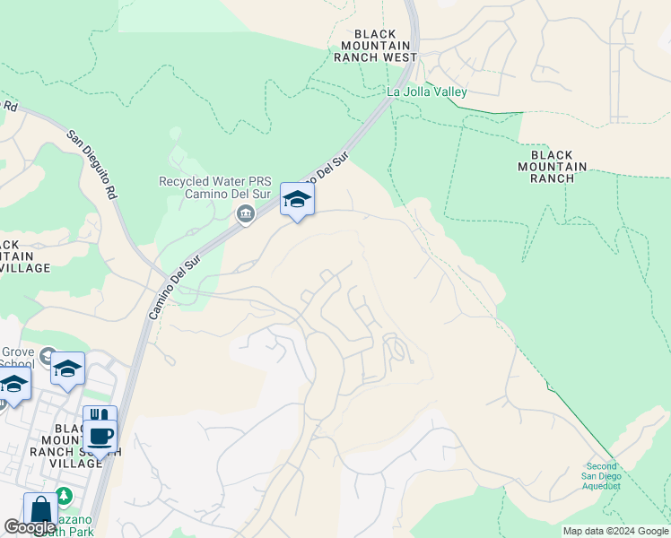 map of restaurants, bars, coffee shops, grocery stores, and more near 8196 Santaluz Village Green North in San Diego
