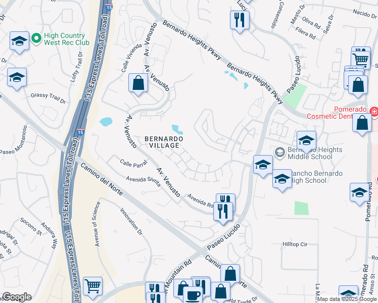 map of restaurants, bars, coffee shops, grocery stores, and more near 11768 Caminito Corriente in San Diego
