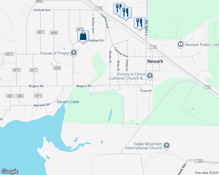 map of restaurants, bars, coffee shops, grocery stores, and more near 501 Berke Street in Newark