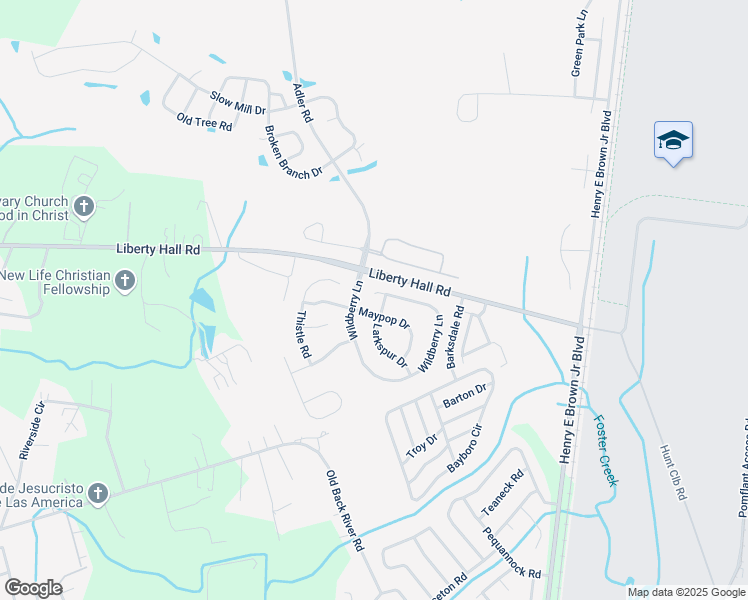 map of restaurants, bars, coffee shops, grocery stores, and more near 193 Wildberry Lane in Goose Creek