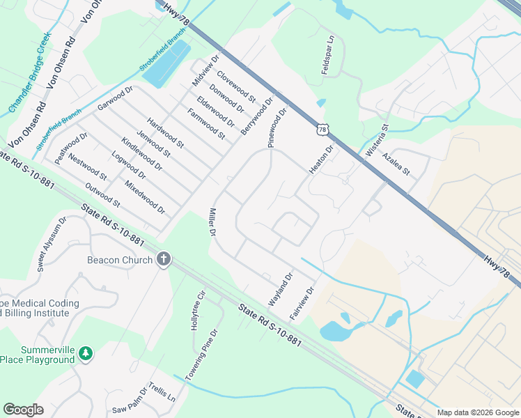 map of restaurants, bars, coffee shops, grocery stores, and more near 3288 Pinewood Drive in Ladson