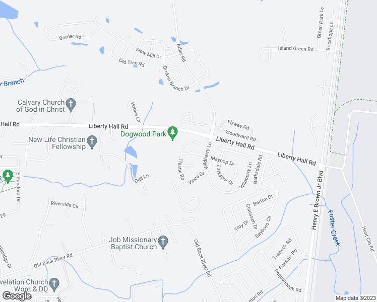 map of restaurants, bars, coffee shops, grocery stores, and more near 114 Maypop Drive in Goose Creek