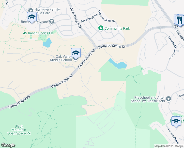 map of restaurants, bars, coffee shops, grocery stores, and more near 15969 Winesprings Drive in San Diego