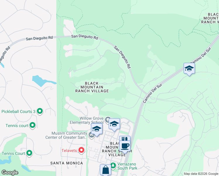 map of restaurants, bars, coffee shops, grocery stores, and more near 7671 Iluminado in San Diego