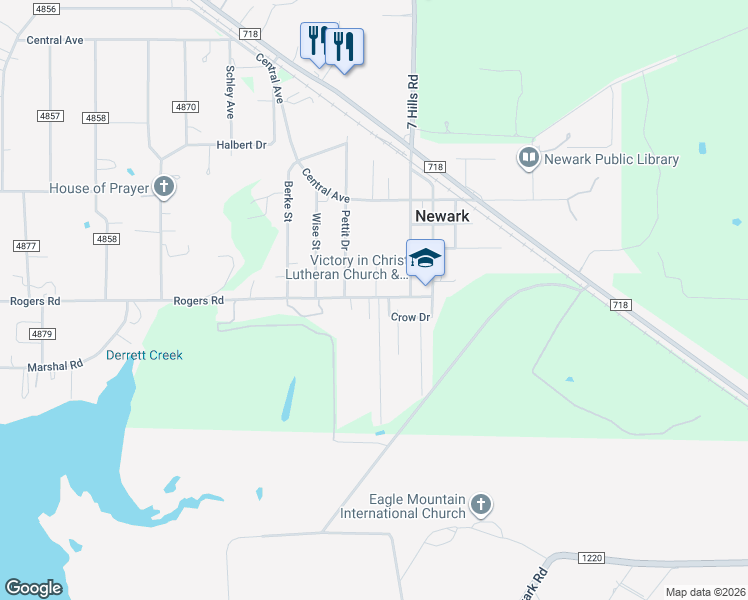 map of restaurants, bars, coffee shops, grocery stores, and more near 511 Rogers Road in Newark