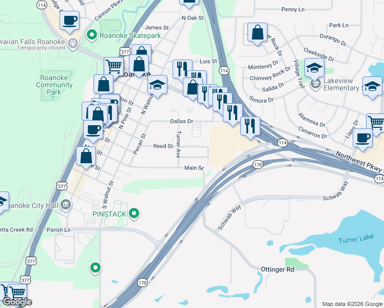 map of restaurants, bars, coffee shops, grocery stores, and more near 617 Meadow Lane in Roanoke