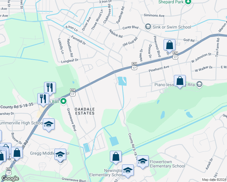 map of restaurants, bars, coffee shops, grocery stores, and more near 116 Luden Drive in Summerville