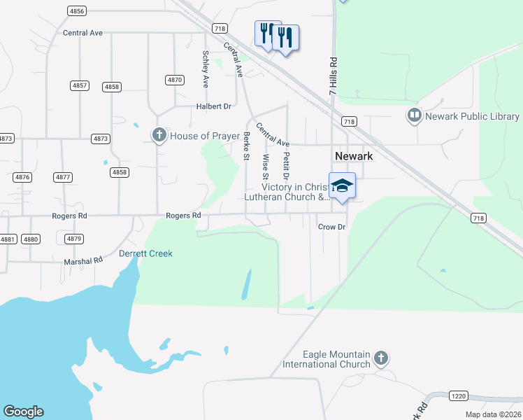 map of restaurants, bars, coffee shops, grocery stores, and more near 603 Rogers Road in Newark