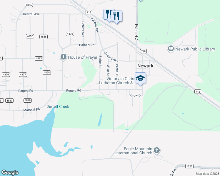 map of restaurants, bars, coffee shops, grocery stores, and more near 603 Rogers Road in Newark