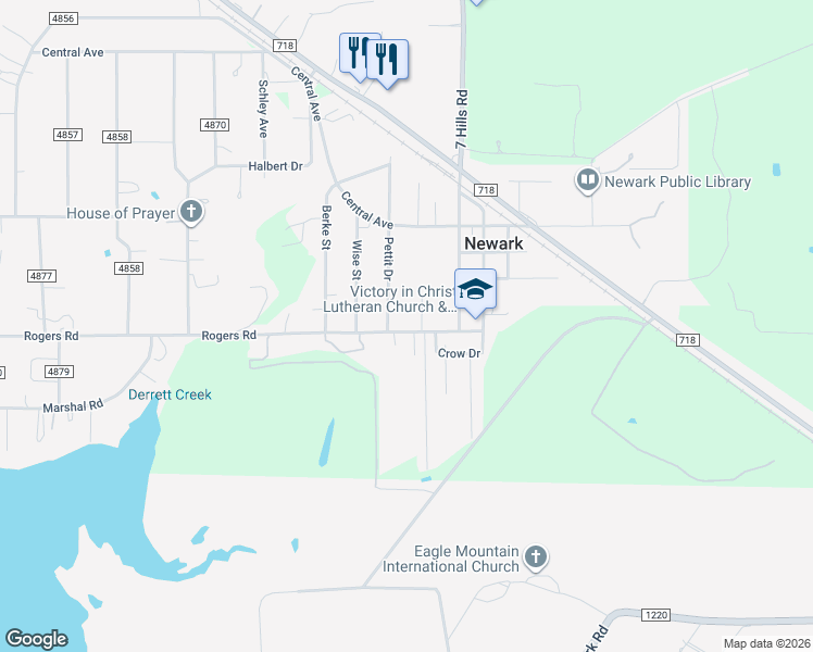 map of restaurants, bars, coffee shops, grocery stores, and more near 511 Rogers Road in Newark