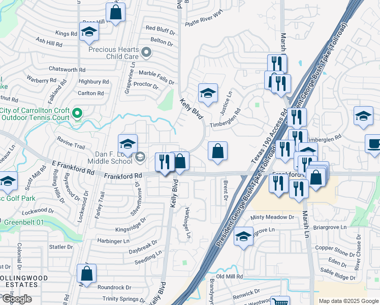 map of restaurants, bars, coffee shops, grocery stores, and more near in Dallas