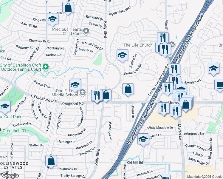 map of restaurants, bars, coffee shops, grocery stores, and more near in Dallas