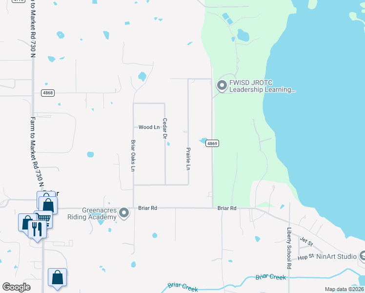 map of restaurants, bars, coffee shops, grocery stores, and more near 331 Prairie Lane in Azle