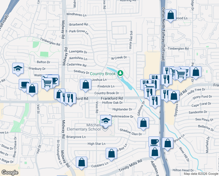 map of restaurants, bars, coffee shops, grocery stores, and more near 4224 Firebrick Ln in Dallas