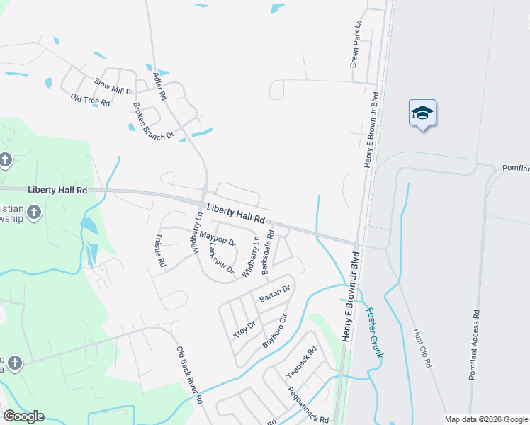 map of restaurants, bars, coffee shops, grocery stores, and more near 203 Woodward Road in Goose Creek