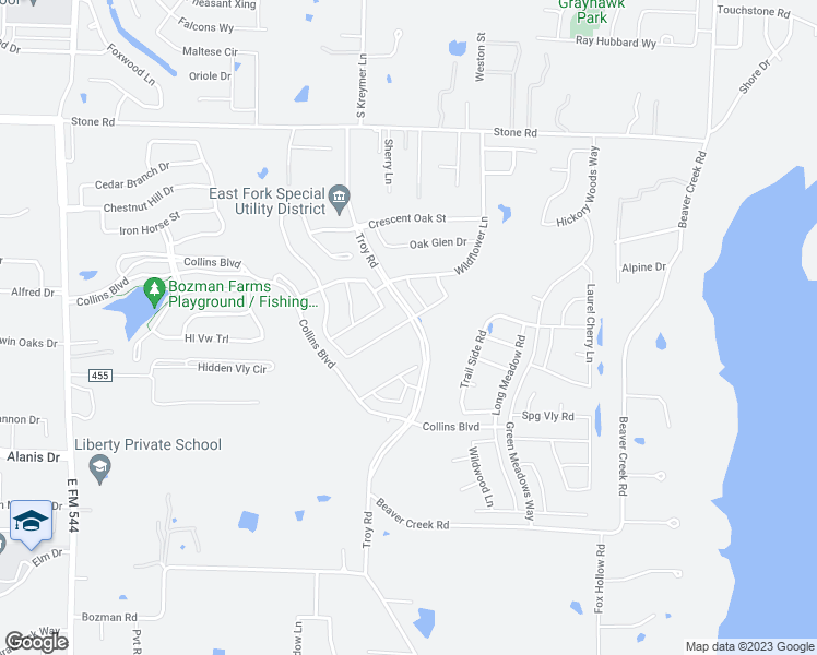 map of restaurants, bars, coffee shops, grocery stores, and more near 1626 Roberts Ravine Road in Wylie