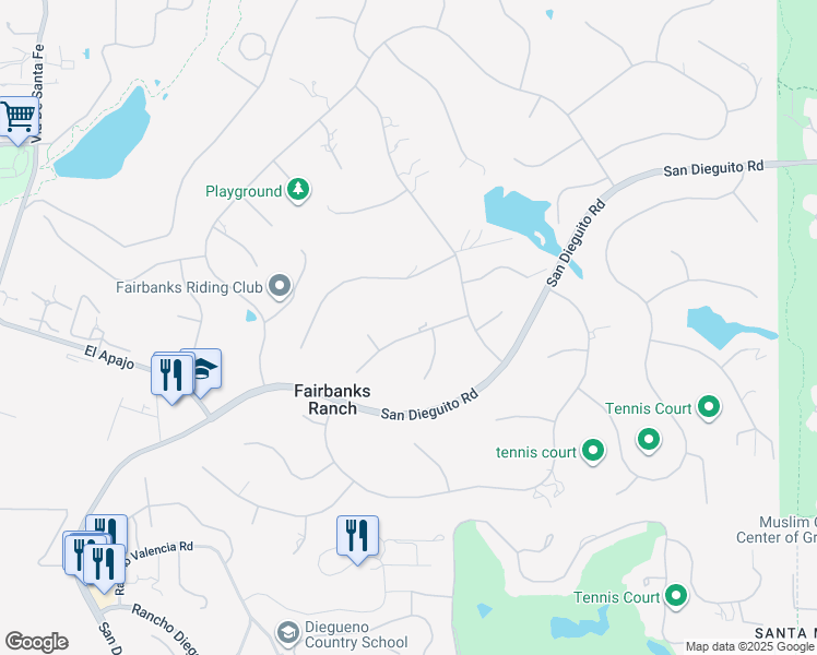 map of restaurants, bars, coffee shops, grocery stores, and more near 16716 Via De Los Rosales in Del Mar