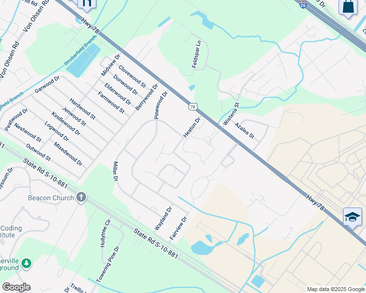 map of restaurants, bars, coffee shops, grocery stores, and more near 1110 Mason Pond Pl in Ladson