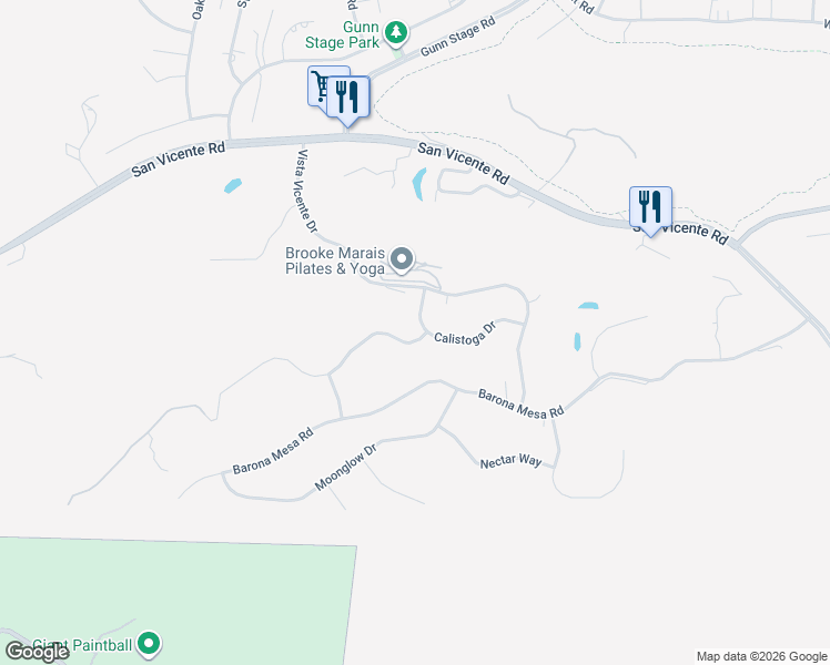 map of restaurants, bars, coffee shops, grocery stores, and more near 23742 Calistoga Place in Ramona