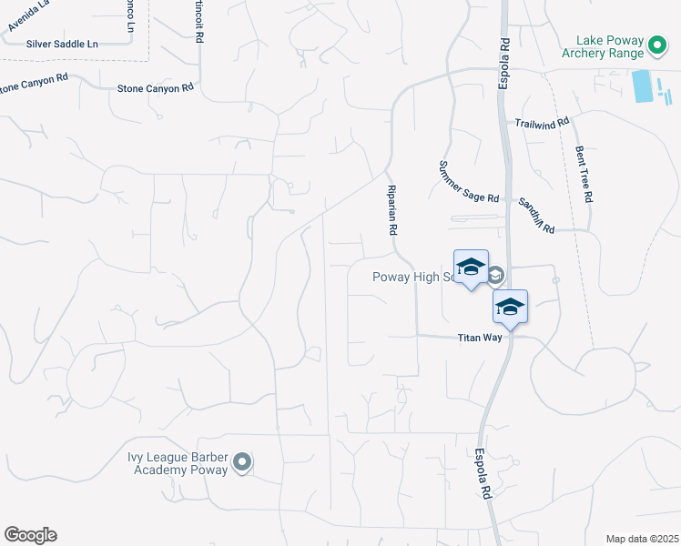 map of restaurants, bars, coffee shops, grocery stores, and more near 15696 Oakstand Road in Poway