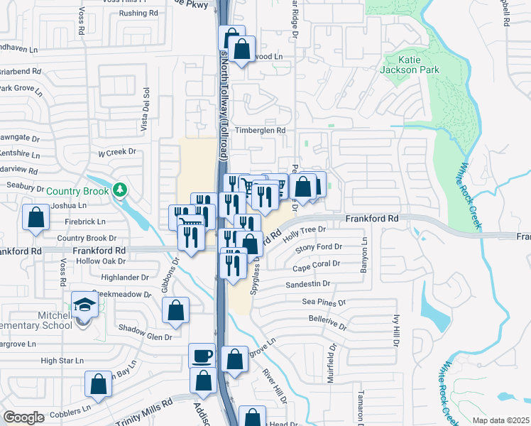 map of restaurants, bars, coffee shops, grocery stores, and more near 4763 Old Bent Tree Lane in Dallas