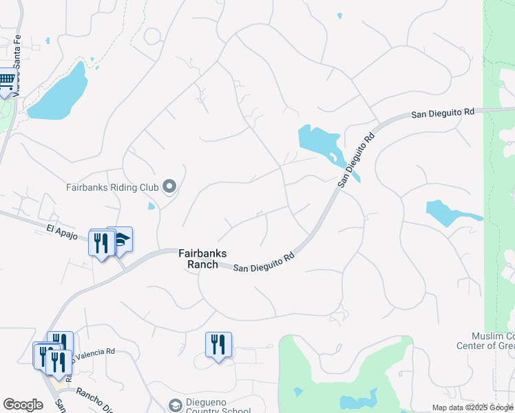 map of restaurants, bars, coffee shops, grocery stores, and more near 16730 Via De Los Rosales in Del Mar