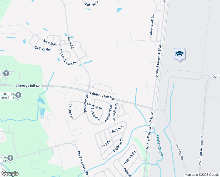 map of restaurants, bars, coffee shops, grocery stores, and more near 361 Flyway Road in Goose Creek