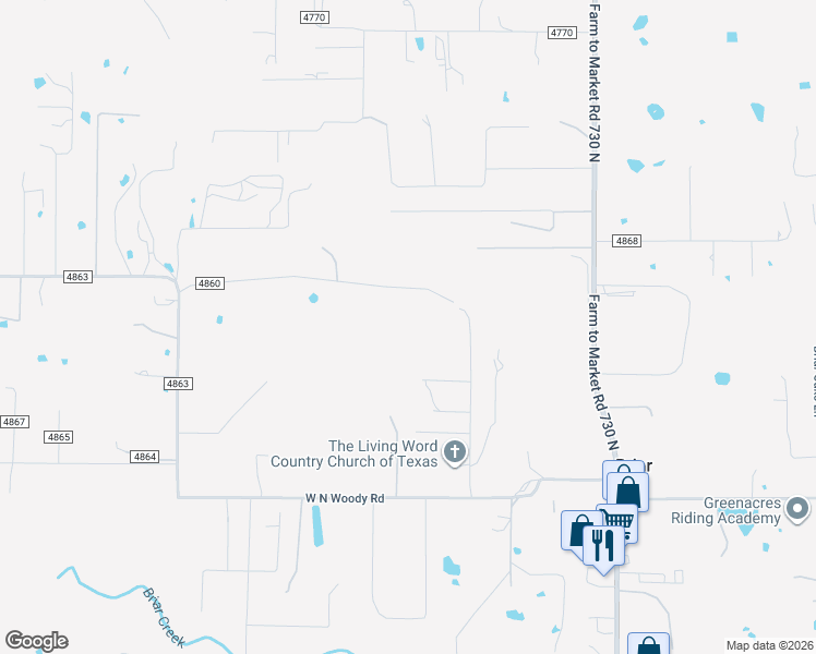 map of restaurants, bars, coffee shops, grocery stores, and more near 240 County Road 4860 in Azle
