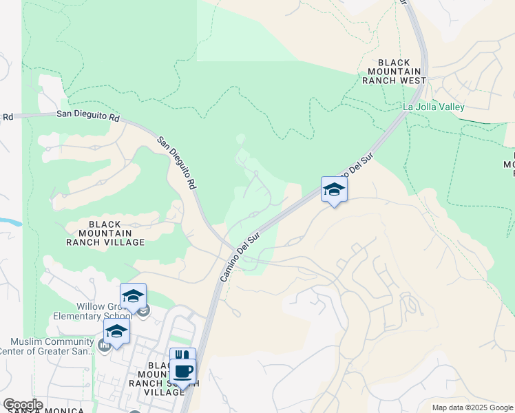 map of restaurants, bars, coffee shops, grocery stores, and more near 14942 Encendido in San Diego