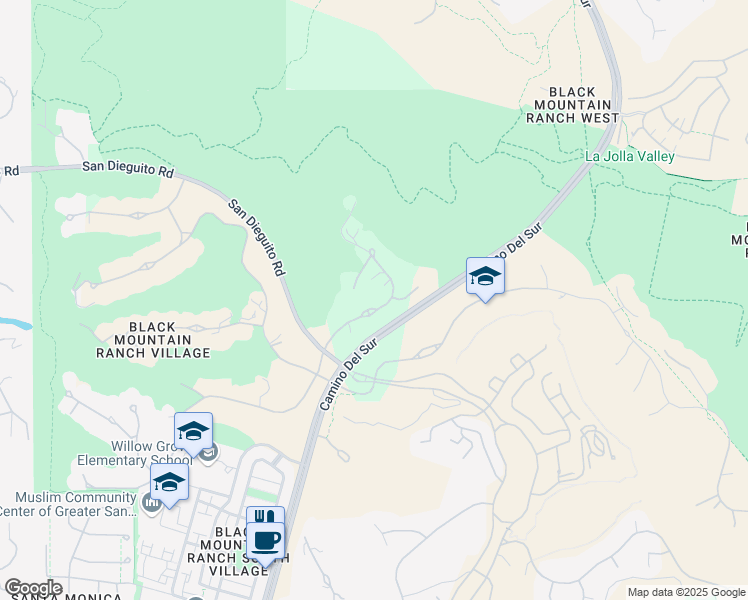 map of restaurants, bars, coffee shops, grocery stores, and more near 14942 Encendido in San Diego