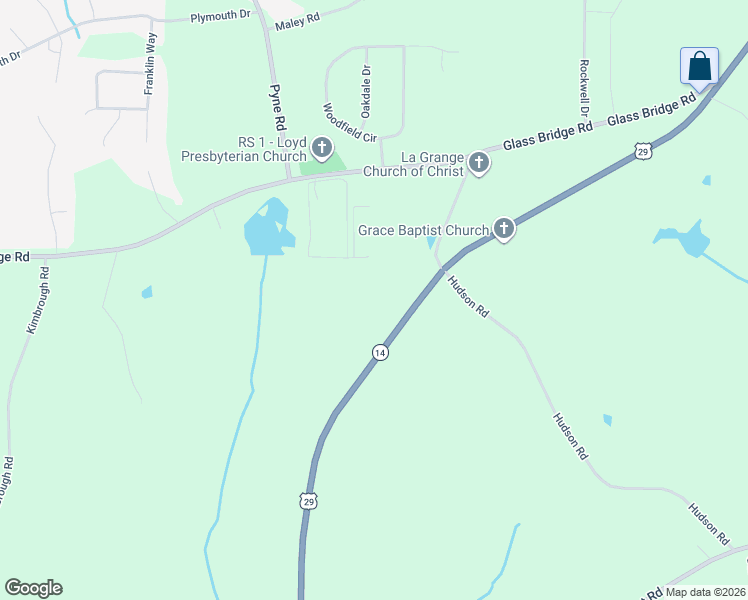 map of restaurants, bars, coffee shops, grocery stores, and more near 3890 West Point Road in LaGrange